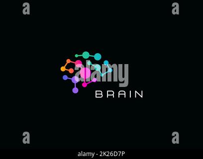 Abstract Brain dotted Logo-Schild, Logo für Wissenschaft, Medizin, Bildung, Technologie, Unternehmen. Vektorsymbol Stockfoto