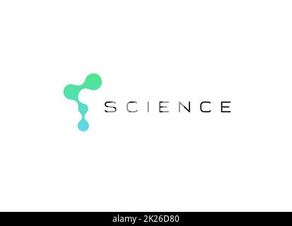 Abstraktes Science-Logo, Form der verbundenen Punkte, Logovorlage für Chemie, Medizin, Biolabor. Technologie- und Forschungsinnovationsvektor isoliertes Symbol Stockfoto