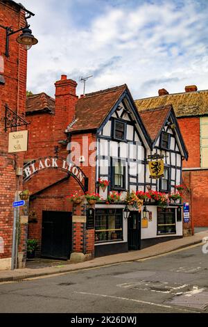 Das Black Lion Inn ist ein denkmalgeschütztes Gebäude in Hereford, Herefordshire, England, Großbritannien Stockfoto