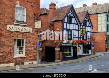 Das Black Lion Inn ist ein denkmalgeschütztes Gebäude in Hereford, Herefordshire, England, Großbritannien Stockfoto