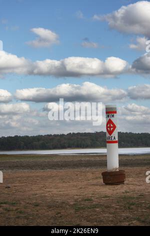 Schwimmgebiet in Dry Lake - am späten Nachmittag Lake Tyler in East Texas Stockfoto