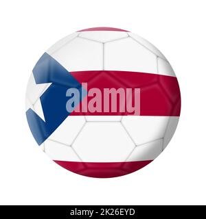 Puerto Rico Fußball Fußball 3D Illustration isoliert auf Weiß mit Clipping-Pfad Stockfoto