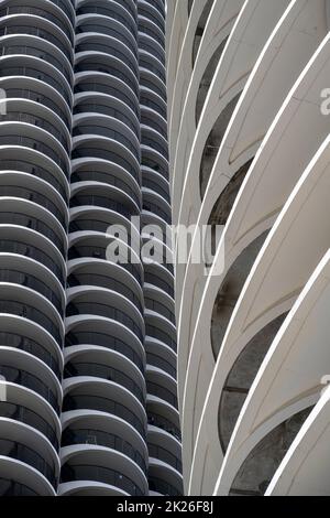 Marina City Wohngebäudekomplex, entworfen vom Architekten Bertrand Goldberg, Chicago, Illinois, USA Stockfoto