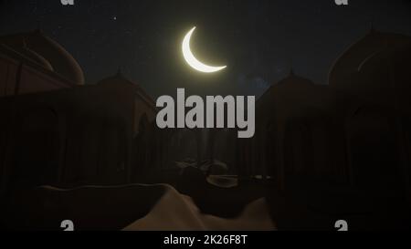 Wüstendüne Bei Nacht Im Ramadan Stockfoto