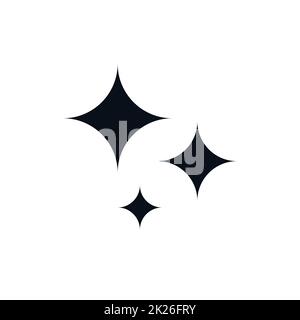 Shine Stars minimal Symbol, Brillanz Effekt Zeichen. Reinigungsdienst-Logo, funkelndes funkelndes Glitzersymbol. Symbolvektor für Feuerwerk Stockfoto