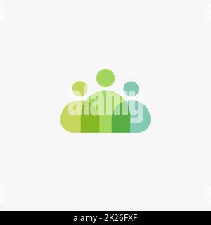 Personensymbol, Personenteam, drei-Mann-Silhouette, Online-Support, Mitarbeitersymbol. Symbol für führende Büroarbeit. Zusammenarbeit im Team. Flaches Vektorlogo mit minimaler Farbüberlagerung. Stockfoto