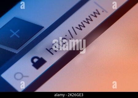 https-Symbol auf einem Bildschirm Stockfoto