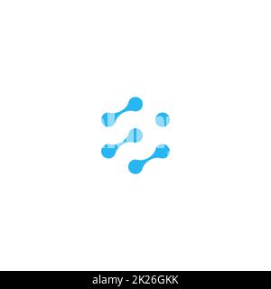 Blauen Verbindung dots, abstrakt Vector Logo Vorlage. Nes Technologie auf das Symbol "System". Wissenschaft grafisches Symbol zu innovieren. Medizinisches Labor, sign. Stockfoto