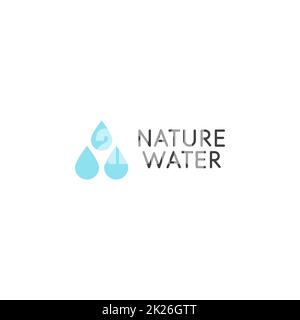 Fallende tropfen Symbol. Sauberes Wasser logo Vorlage. Regenwetter Schriftzug. Einfache ombre gradient Flacher Stil unterzeichnen. Blau abstrakte Symbol. Isolierte Vector Illustration auf weißem Hintergrund. Stockfoto