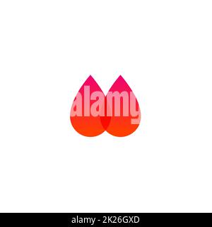 Zwei rote Blut tropfen Vektor icon. Melden Sie Blut spenden. Welt Spender tag Emblem. Bluttransfusion Klinik Schriftzug. Stockfoto