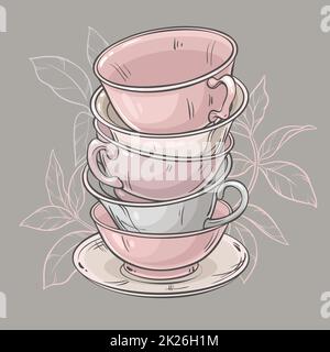 Cups auf grauem Hintergrund Stockfoto