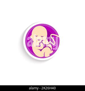 Schwangerschaft Umlauf ungewöhnliche Logo. Beige Cute Baby. Das kleine menschliche Vector Illustration. Stockfoto