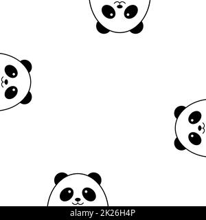 Isolierter Vektor-Panda-Rahmenhintergrund. Tierische Illustration. Hallo-Symbol. Bild eines lächelnden Bären. Weißer Hintergrund. Grußkarte für St. Valentinstag. Liebe. Romantische Illustration. Stockfoto