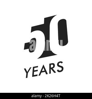 50 Jahre vector Emblem Vorlage. Jahrestag Symbol, negative Space Design. Jubiläum schwarze Farbe Symbol. Happy 50th birthday, abstrakte Darstellung. Stockfoto