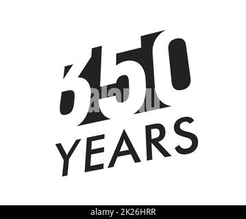 Dreihundertfünfzig-hundert Vektorzeichen-Vorlage. Jubiläumssymbol, negatives Raumdesign. Schwarzes Jubiläumssymbol. Alles gute zum 350.. Geburtstag, abstrakte Illustration. Stockfoto