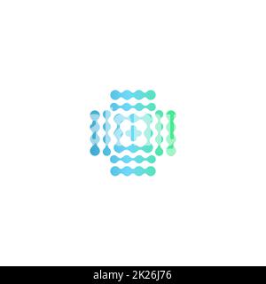 Medizinisches Halbtonsymbol, blauer und grüner Verlaufskreis, Vektorlogo Stockfoto