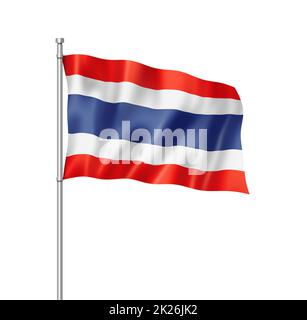 Thailändische Flagge isoliert auf Weiß Stockfoto