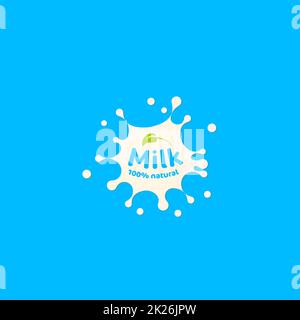 Frische Milch spritzen Vektor icon. Weißer Fleck, drop Abbildung. Molkerei logo Vorlage. Joghurt und Sahne sign Design. Stockfoto