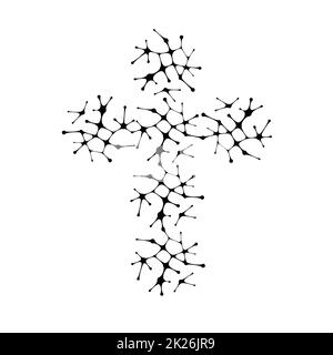 Christliche Symbol, schwarze Linien Symbol Kreuz. Kirche logo Vorlage. Isolierte Vector Illustration. Stockfoto