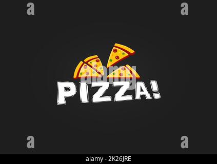 Symbol für Pizzascheibe. Modern Pizzeria Logo-Vorlage. Italienisches Restaurant Emblem. Fast Food Café Logo-Design Vektordarstellung. Vektoren. Stockfoto