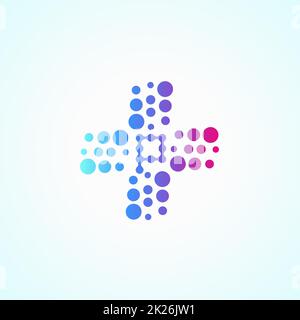 Brief P. Pharmazie farbenfrohes lilafarbenes Logo, Symbol für „Store Drugs Bubbles“, Konzept des Apothekers und Chemist-Vektor-Logo Stockfoto