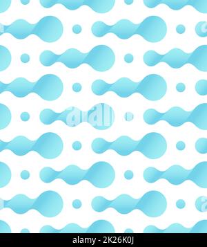 Luftblasen im Wasser, Wellen, Mikroben, Viren, Bakterien, nahtlose Textur. Blue abstract Vector nahtlose Muster auf weißem Hintergrund. Stockfoto