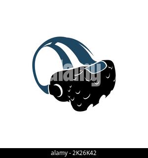 Isolierte Vr Kopfhörer Logo auf weißem Hintergrund. Schwarze Farbe virtual-Reality-Helm-Logo. Head-mounted-Display-Symbol. Moderne Gaming-Gerät. Simulation Datenbrille Vektor-Illustration. Stockfoto