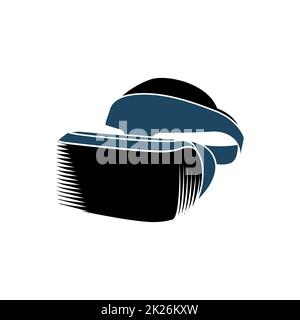 Isolierte Vr Kopfhörer Logo auf weißem Hintergrund. Schwarze Farbe virtual-Reality-Helm-Logo. Head-mounted-Display-Symbol. Moderne Gaming-Gerät. Simulation Datenbrille Vektor-Illustration. Stockfoto