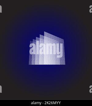 Abstrakte Form. Blauen geometrischen Visualisierung, Schichten Cube. 3D-Architektur Vector Illustration. Stockfoto