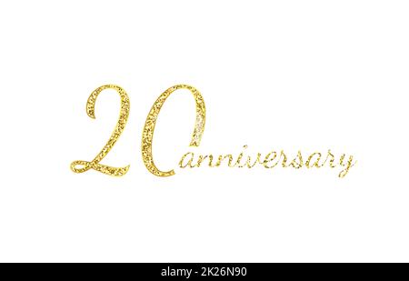 20. Jahrestag logo Konzept. 20 Jahre geburtstag Symbol. Isolierte goldenen Zahlen auf schwarzem Hintergrund. Vector Illustration. EPS 10. Stockfoto