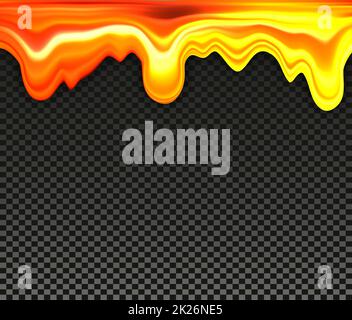 Tropfen Honig auf Schwarz karierter Hintergrund, goldene Farbe Öl oder Karamell Vektor-illustration Stockfoto