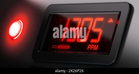 CO2-Sensor. Kohlendioxid-Messgerät. Stockfoto