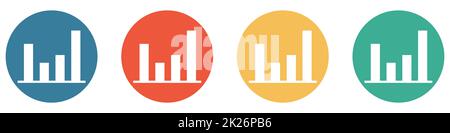 Farbenfrohes Banner mit 4 Schaltflächen: Diagrammdiagramm Stockfoto