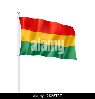 Bolivianische Flagge isoliert auf Weiß Stockfoto