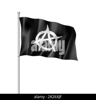 Anarchie Flagge isoliert auf weiß Stockfoto