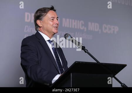 Niko Mihic während des Internationalen Symposiums der Sportmedizin Pokazi srce ( Zeigen Sie Ihr Herz) im Kaptol Boutique Cinema, in Zagreb, Kroatien, am 22. September 2022. Das gesamte Team des Gesundheitsdienstes des Fußballvereins Real Madrid kam zum ersten Foto nach Kroatien: Tomislav Miletic/PIXSEL Stockfoto