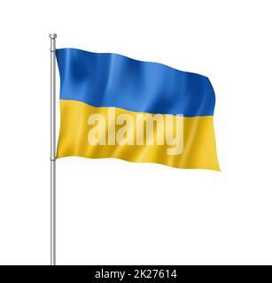 Ukrainische Flagge isoliert auf Weiß Stockfoto