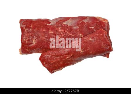 Rohes Lammfiletsteak, isoliert auf weiß Stockfoto