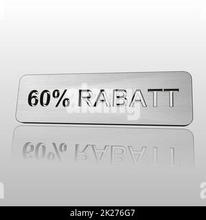 60 % Rabatt, 60 % Rabatt als Illustration für 3D, 3D Rendering Stockfoto