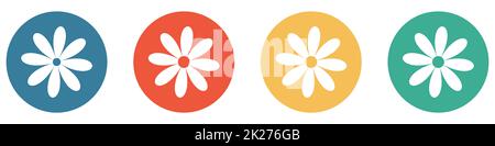 Farbenfrohes Banner mit 4 Knöpfen: Blume oder Garten Stockfoto