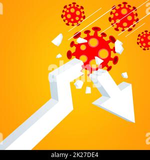 Covid-Krise und der Zusammenbruch der Märkte, wirtschaftliche Folgen. 3d-Illustration Stockfoto