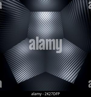 Karbonfaser-Hintergrund geometrische Formen quadratisches Format. Stockfoto