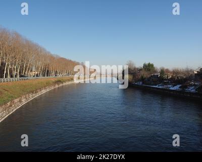 Canale Cavour Kanal in Chivasso Stockfoto