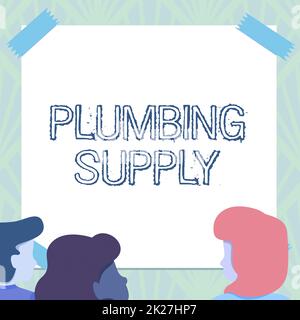 Konzeptionelle Beschriftung Klempnerbedarf. Geschäftsüberblick Rohre verbinden Sanitäranlagen und Geräte Teammitglieder, die sich Whiteboard-Brainstorming zu neuen Lösungen ansehen Stockfoto