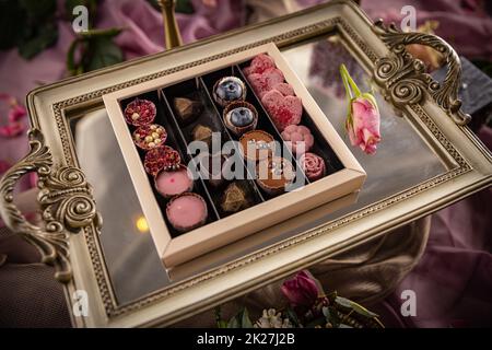 Verschiedene Schokoladenbonbons Stockfoto