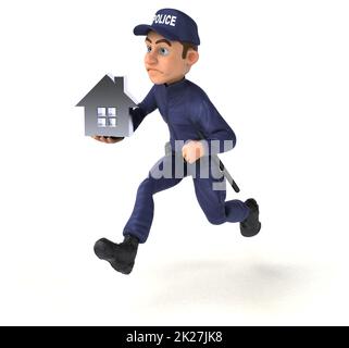 Spaß 3D-Illustration eines Cartoon Police Officer Stockfoto