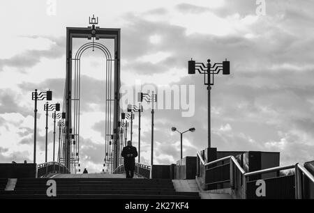 Fußgängerbrücke zur Nemunas-Insel II Stockfoto