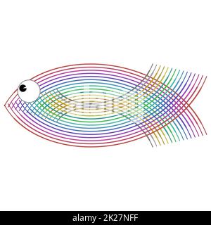 Farbiger Schnürsenkel auf weißem Hintergrund isoliert. Fischsymbol. Stockfoto