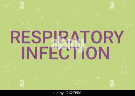 Begrifflicher Titel Atemwegsinfektion. Wort für jede Infektionskrankheit, die die normale Atmung direkt betrifft Zeile illustrierte Hintergründe mit verschiedenen Formen und Farben. Stockfoto