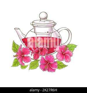 hibiskus-Tee-Illustration Stockfoto